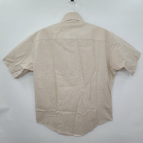 Manhattan 70s Beige Brown Check Woven Shirt Retro Button‑Up Vintage Casual - Picture 3 of 14